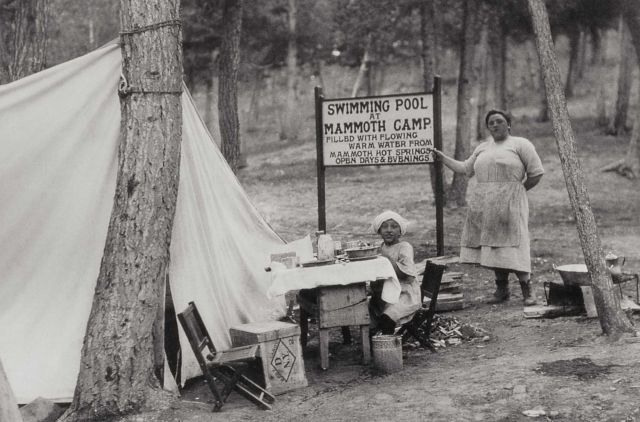 Campers at Mammoth Hot Springs campground/swimming pool Picture