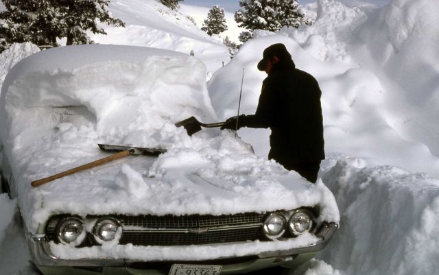 National Park Service car behind the administration building after a heavy snow fall Picture