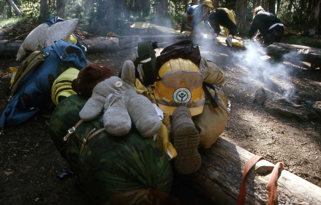 Youth Conservation Corp workers at backcountry campsite on Shoshone Lake Picture