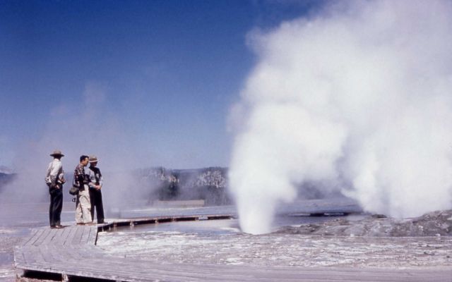Clepsydra Geyser - shows old location & style of Fountain Paint Pot boardwalk Picture