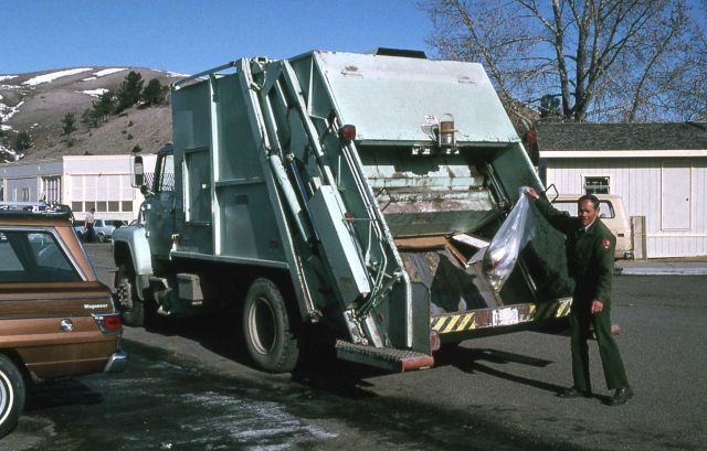 Garbage truck in Mammoth Hot Springs Picture