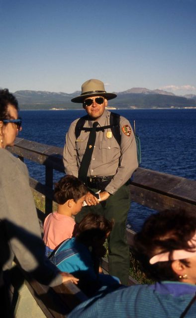 Al Nash, Fishing Bridge Interpretive Ranger, leading a guided walk Picture