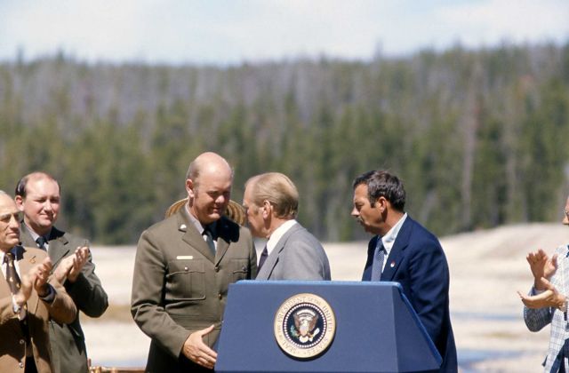President Gerald Ford & Superintendent John Townsley at Old Faithful Picture