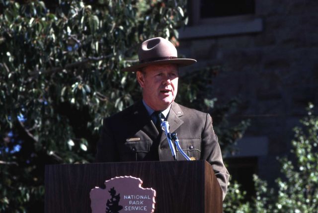 Superintendent Townsley at the Albright Visitor Center dedication Picture