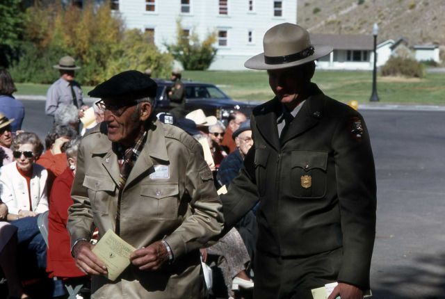 Al Mebane (ranger) & Pop Scoyen (born in 1907 in Norris Blockhouse, spent his entire life in Yellowstone National Park, considered a 