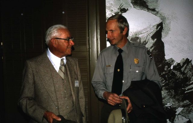 Al Mebane, Chief Park Naturalist & Aubrey Haines at the Albright Visitor Center dedication Picture