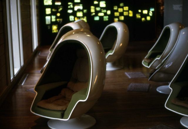 Listening chairs at the Grant Village Visitor Center Picture