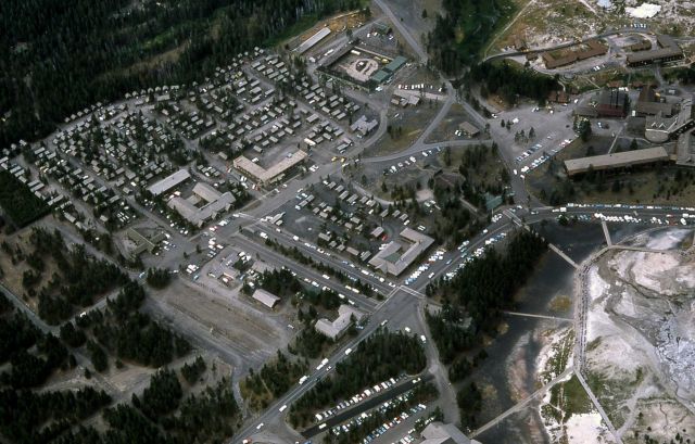 Aerial view of developed area at Old Faithful Picture