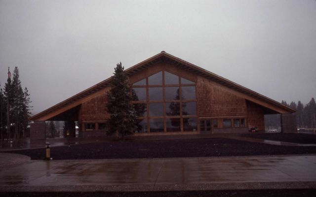 Exterior of Old Faithful visitor center Picture