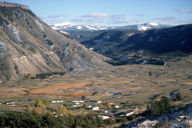 Aerial view of Mammoth Hot Springs Picture