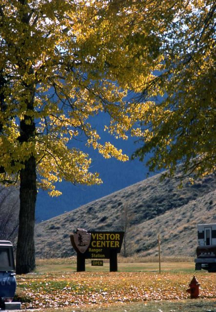 Albright Visitor Center sign at Mammoth Hot Springs Picture