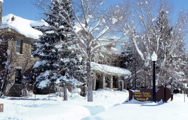 Albright Visitor Center at Mammoth Hot Springs in the winter Picture