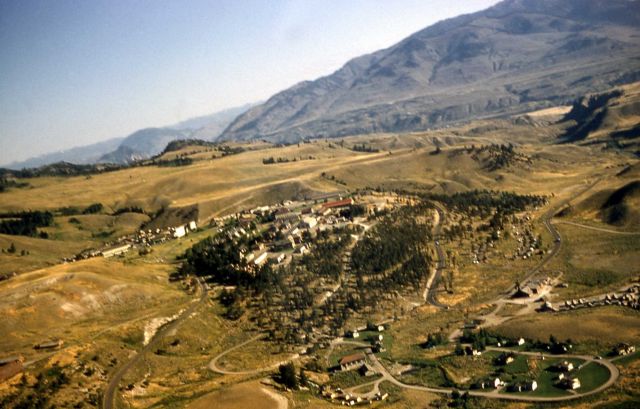 Aerial view of Mammoth Hot Springs Picture