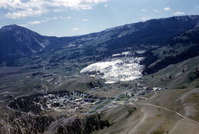 Aerial view of Mammoth Hot Springs Picture