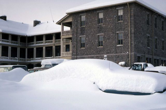 Administration building after a heavy snow fall Picture