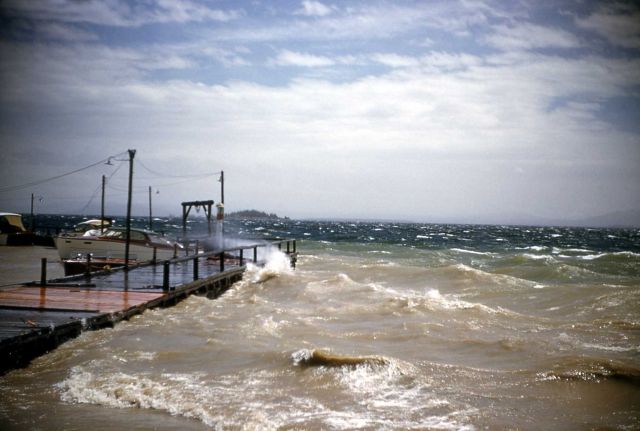Lake dock during storm Picture