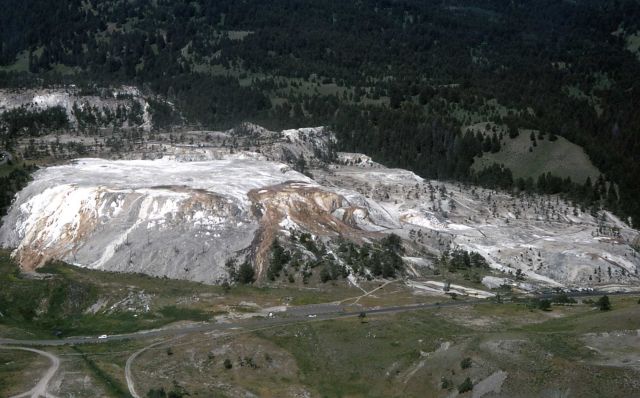 Aerial view of Mammoth Terraces Picture