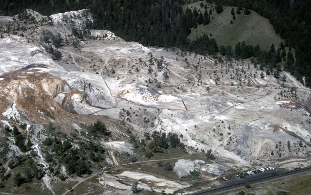 Aerial view of Mammoth Terraces Picture