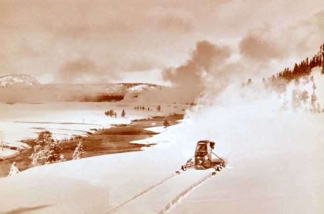 Snowplane along the Firehole River Picture