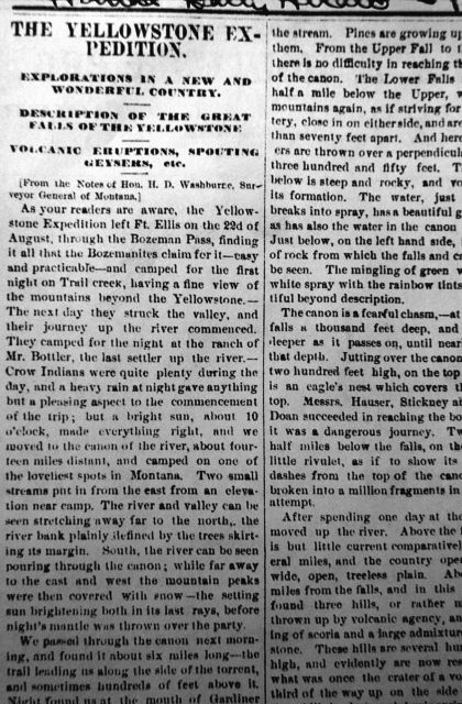 Copy of HD Washburn's article on Yellowstone Picture