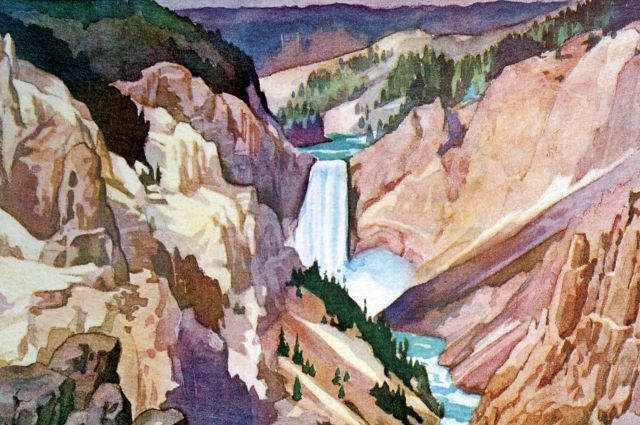 Illustration of Canyon & Lower Falls Picture
