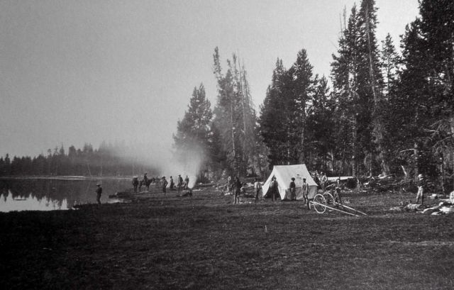 Camp by small lake between East Fork & Yellowstone Lake Picture