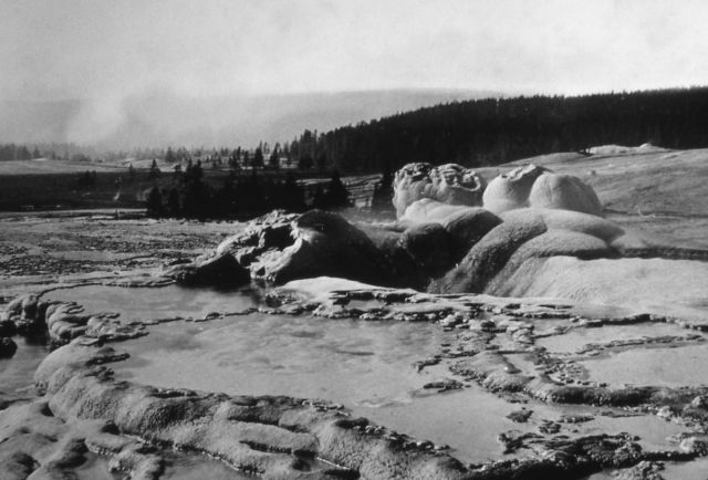 Upper Geyser Basin from the vent of Old Faithful Geyser Picture