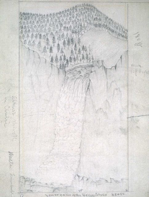 Pencil sketch of the Lower Falls of the Yellowstone Picture