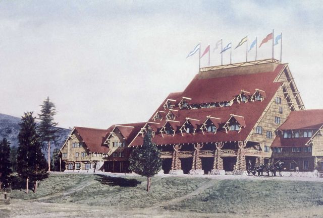 Postcard of Old Faithful Inn Picture