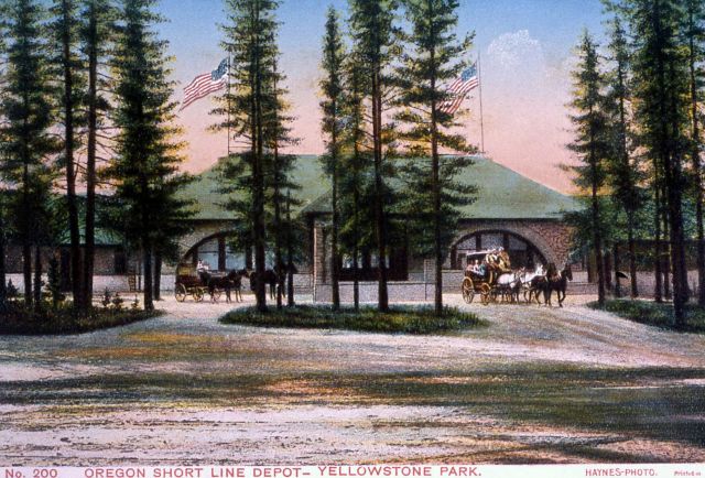 Postcard -200 - The Oregon Short Line depot in West Yellowstone Picture