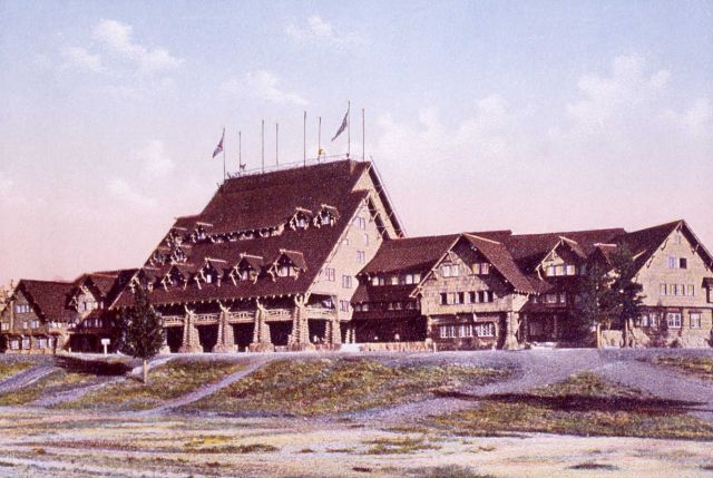Old Faithful Inn, northwest aspect - Haynes Postcard -164 Picture