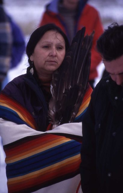 Blanketed woman at ceremony (in honor of slain bison) Picture
