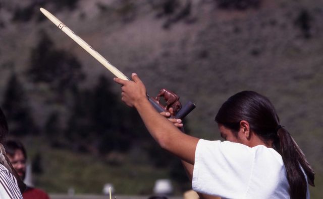 Raising pipe to four cardinal directions at bison ceremony Picture