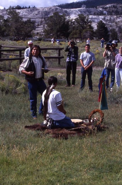 Rocky Afraid of Hawk addressing group at end of bison ceremony Picture