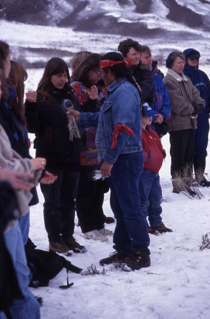 Irvin Blackie/smudging at ceremony in honor of slain bison (should follow 17,102) Picture