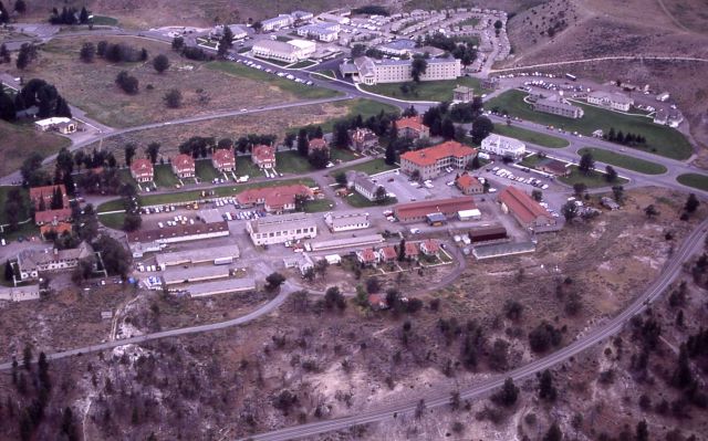 Aerial view of Mammoth Hot Springs developed areas Picture
