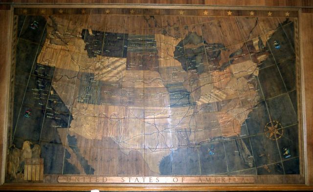 Map of the United States in the map room at Mammoth Hot Springs Hotel Picture