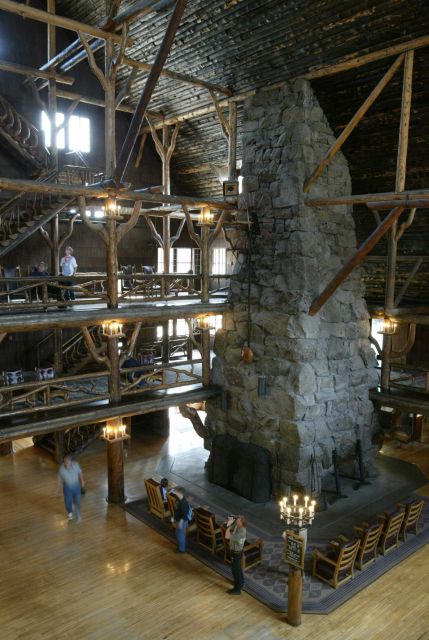 Old Faithful Inn fireplace as seen from 2nd balcony Picture