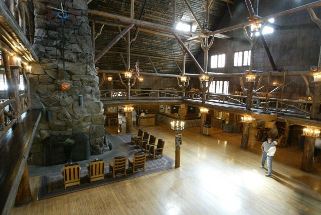 Old Faithful Inn lobby as seen from 1st balcony Picture