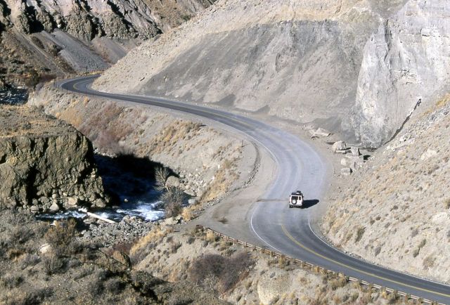 Gardner Canyon road after a rock slide was cleared away Picture