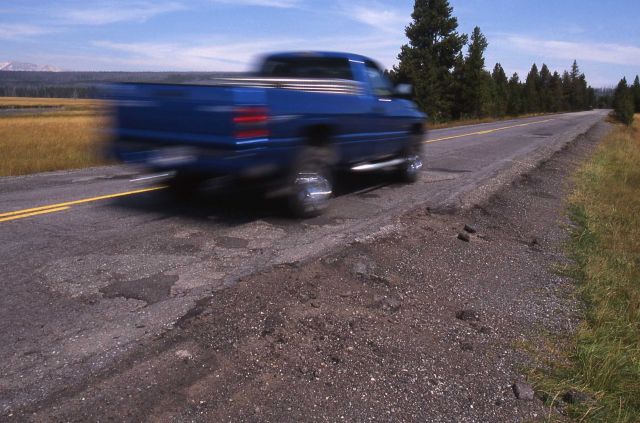 Deteriorating road near Artist Paint Pot Picture