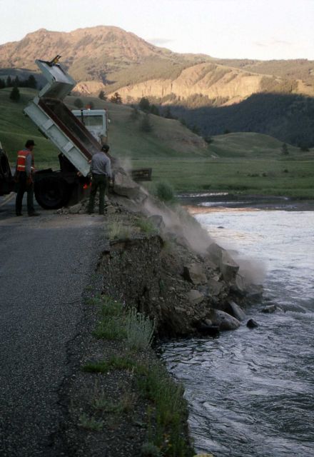 Repairing washed out road at Soda Butte Creek/Lamar River on the northeast entrance road Picture