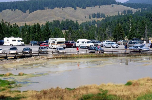 Parking area at Mud Volcano Picture