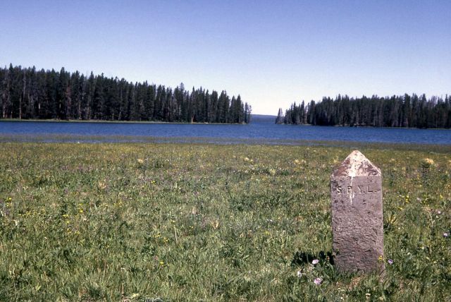 Marker at South Point on Yellowstone Lake Picture
