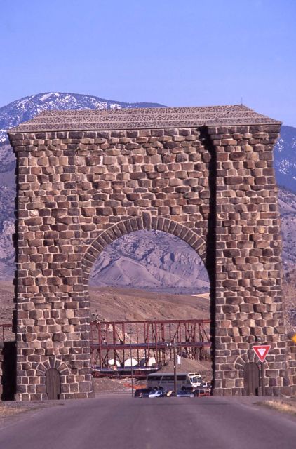 Construction of the Heritage Center as seen through the Roosevelt Arch (which is located at the north entrance to Yellowstone National Park) Picture