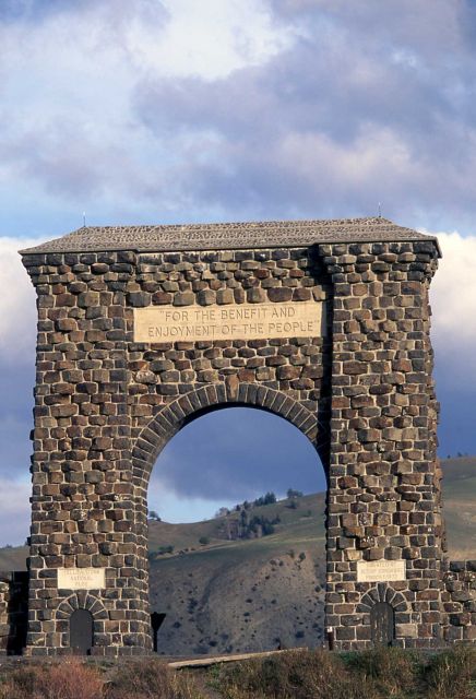 Roosevelt Arch as seen when entering Yellowstone National Park at the north entrance Picture