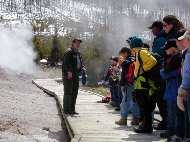 Heidi Doss with Expedition Yellowstone! group at Norris Geyser Basin Picture