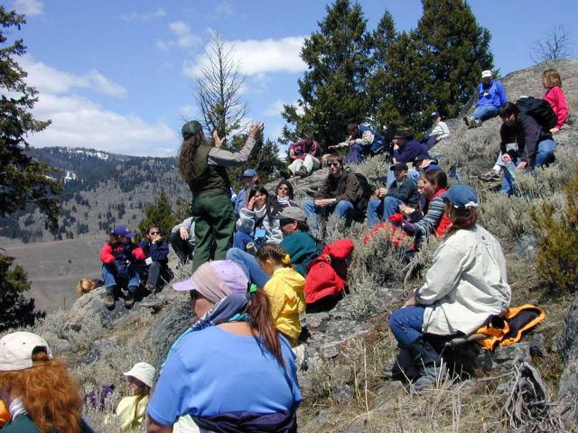 Holly Bartlett with Expedition Yellowstone! group above Slough Creek Picture