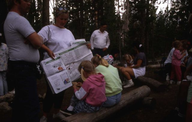 Children working on Junior Ranger papers Picture