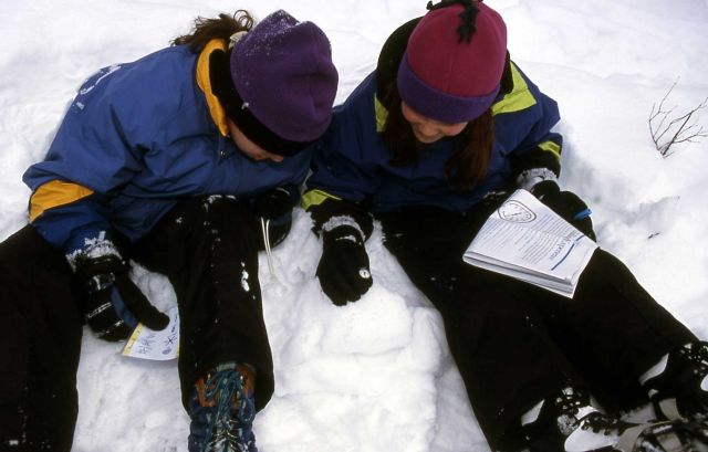 Chilidren working on winter Junior Ranger activities Picture